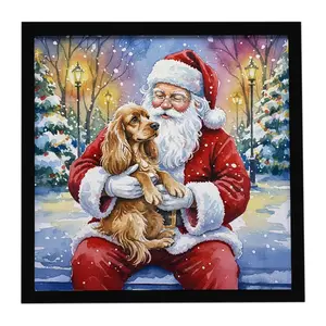 Carolines Treasures FNT1026MFP88 8 x 8 in. Cocker Spaniel with Santa Claus Framed Metal Print