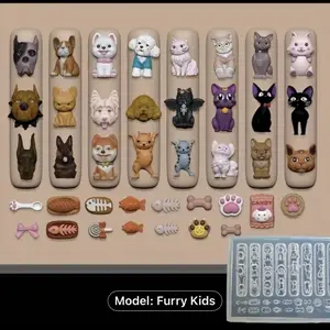 Cat/Dog/Paw Prints Silicone Mold for Nail Charms 3D Gel or Paint Nail Art Tool 1 Piece