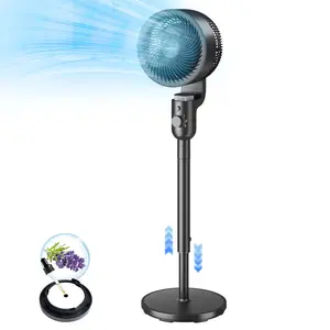 Quiet Oscillating Tower Fan 12 Inch with Aromatherapy Cover, 120°+90° Omni-Directional Airflow, 3 Speed Settings, Height Adjustable, Silent Cooling Fan for Bedroom Office Nursery