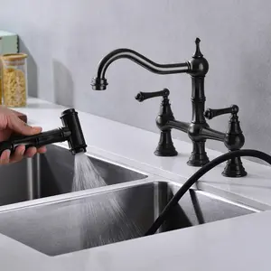Bridge Dual Eco-friendly Handle Kitchen Faucet - Pull-Out Side Spray