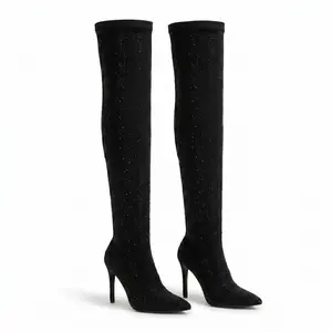 Forever Ensure Glitter Over-the-Knee Boots with Stiletto Heel for Women's Fashion Footwear - Stylish Sparkle Design for Special Occasions - Shoe, Girl