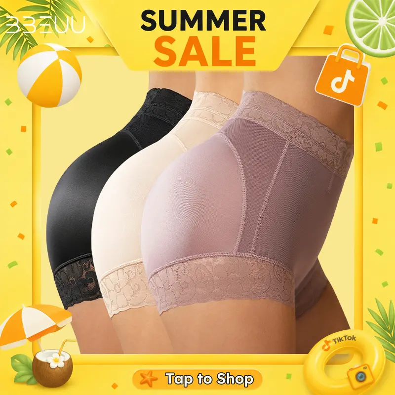 BBEUU Women's High-Waist Shapewear Panties –  Lace Mesh Breathable, Anti-Slip Strip, Sexy Elegant Daily Underwear