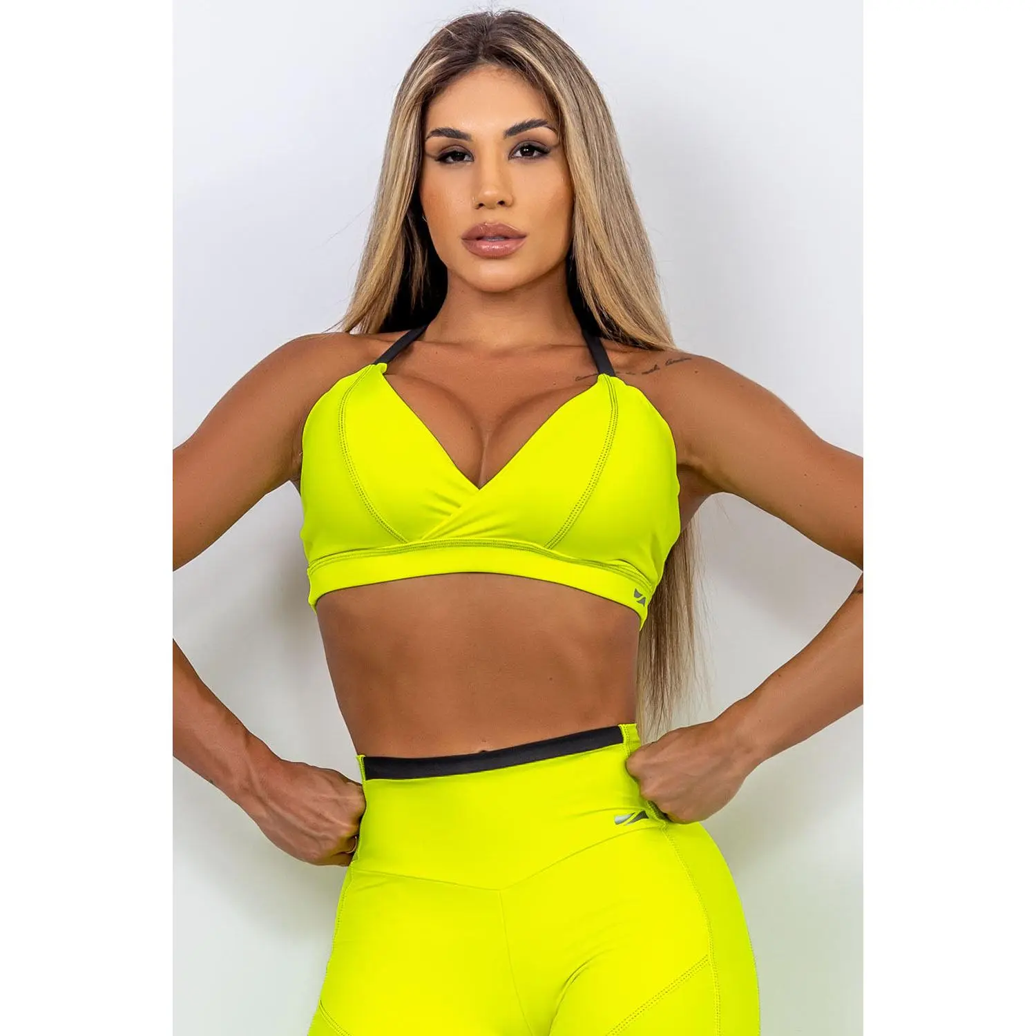 Neon Vibe Crossback Sports Bra – Bright Yellow