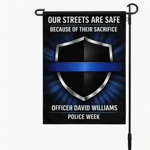 FLAGMEUP8386 Custom Police Officer Garden Flag, Personalized Memorial Yard Decor, Law Enforcement Outdoor Flag, Police Family Gift
