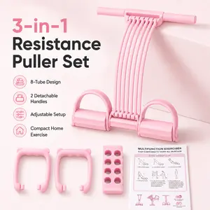 8-Strand Multi-functional Pedal Resistance Band Trainer – Portable Foot Pedal Fitness Equipment Home Gym Full Body Workout Machine, Exercise Sit-ups, Yoga, Abdominal Training,summervibes