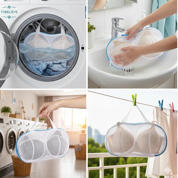 Home bra laundry bag, spherical protective laundry bag, suitable for machine washing, anti-deformation bra bag (Blue/Grey)