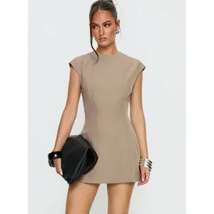 Kaelyra Tailored Cap Sleeve Playsuit Taupe
