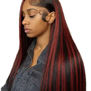 Red Highlighted 13x6 Human Hair Custom Curly Wig