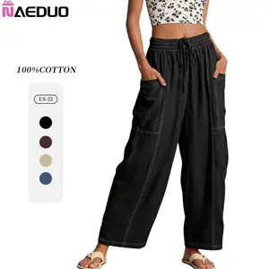 Naeduo Womens Baggy Barrel Pants Wide Leg Lounge Drawstring Sweatpants with Pockets SpringStatements Springfresh Fit Bottom