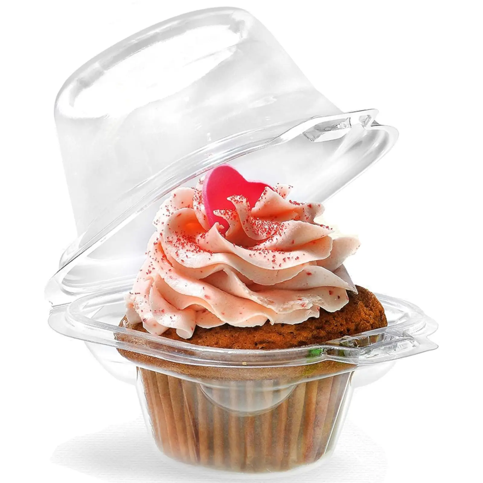 Individual Cupcake Holder - Clear Plastic Dome Single Carrier Muffin Container Holders Cases Boxes Cups(50pcs)