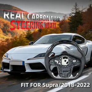 Fit For Toyota Supra GR 2020+, A90/A91 MKV  Real Carbon Fiber Steering Wheel, Flat Bottom Steering Wheel Leather Vehicle white  steering  wheel