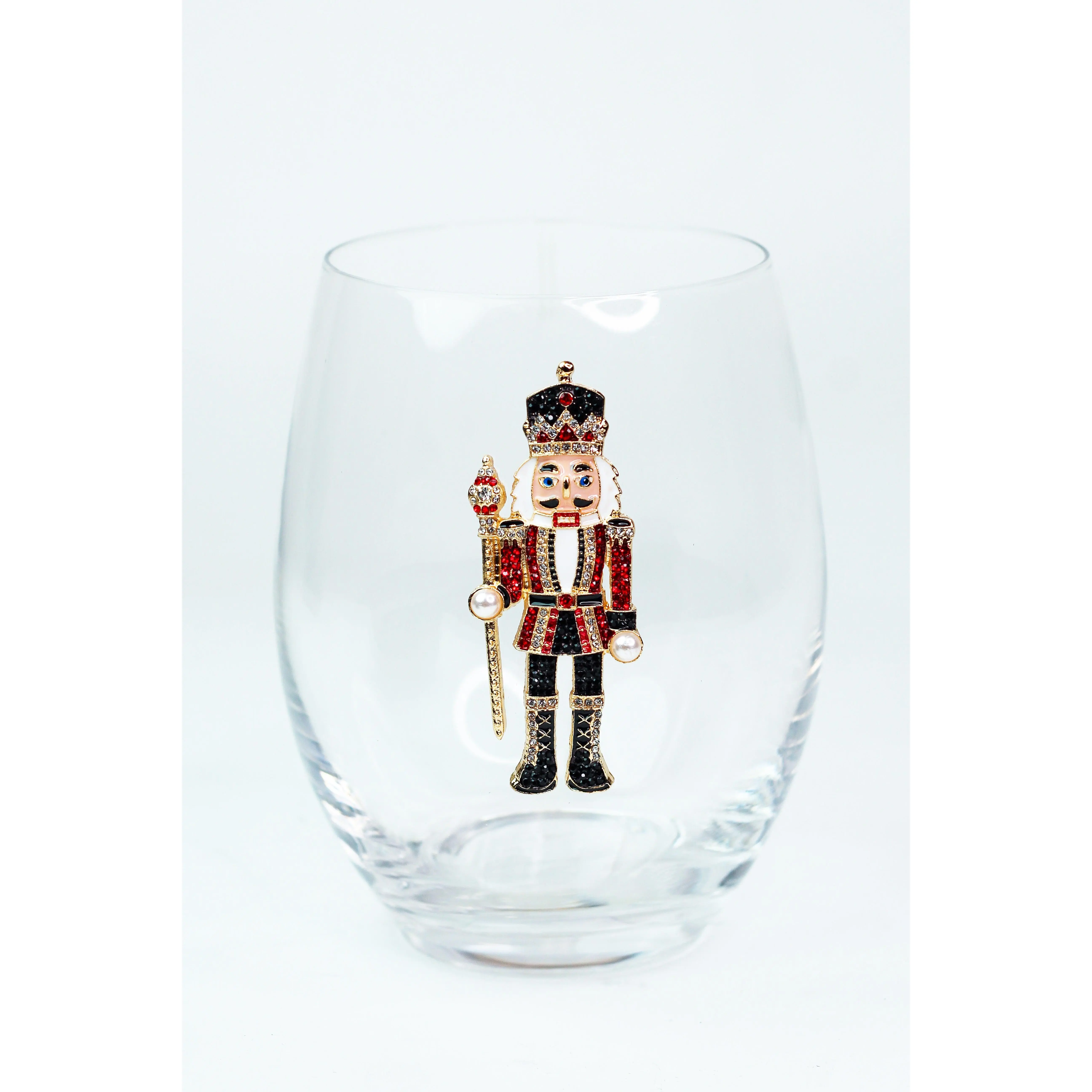 Nutcracker Rhinestone Stemless Wine Glass