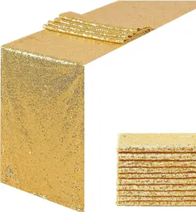 Gold Sequin Table Runner 12 Pack 12x72 Inch Sparkly Table Decorations for Party Wedding Birthday Thanksgiving Engagement Anniversary Décor