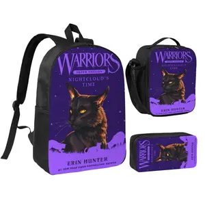 3pcs Warriors Backpack Set for Girls & Boys Warrior cats books Laptop School Bag with Insulated Lunch Bag & Pencil Pouch Popular Warriors book series Daypack for Teens, Students & Office Workers