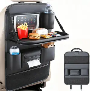 Car Seat Back Storage Table Foldable with Tablet Storage Mesh Pocket Multifunctional Organizer for Long Trips and Travel