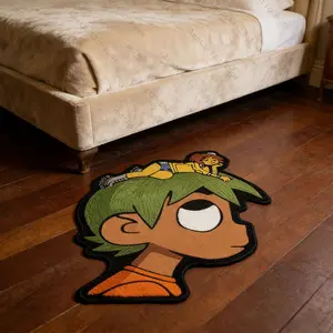 Creative Cartoon Character Rug, Fashion Street Style Mat, Hair Boy Pattern, Soft Comfortable Plush Foot Pad for Living Room Bedroom, Soft Shaggy Rug, Fluffy Rug, Home Decor Rug, Decorative Rugs