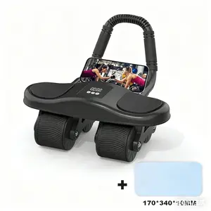 Auto-Rebound Ab Roller with LCD Counter for Toned Abs 10 Mins Daily Home Gym Gear for Beginners & Pros Automatic Return Exercise Abdominal Non-Electric four-wheel sit-up roller smart screen