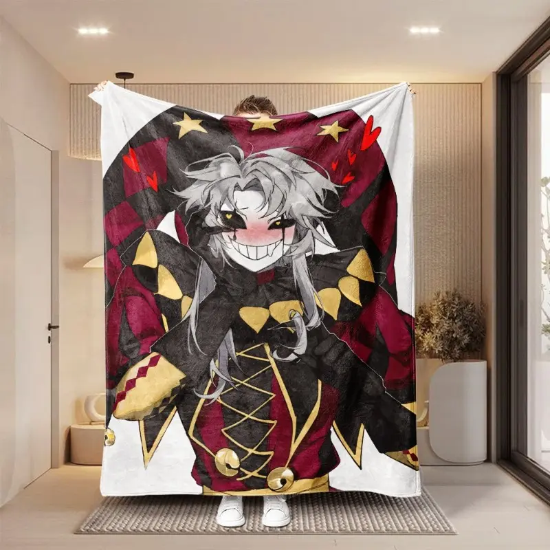 1pc Coral Fleece Blanket, Red Dark Black Wind The Freak Circus Clown Pierrot Fan Art Design, Soft Skin-Friendly Thin All-Season Blanket for Office Naps, Sofa Covers, Student Dormitories