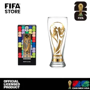[FIFA World Cup 2026] home glass features a design inspired by the championship trophy and is crafted from high-quality glass; perfect for use at home or in the office, it makes an excellent gift and is a reusable beverage container.