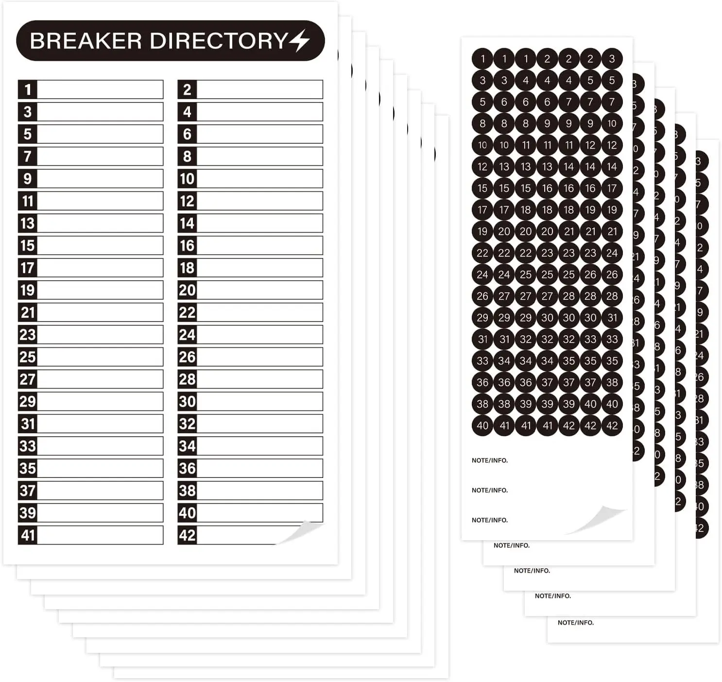 16 Sheets Breaker Panel Labels, Electrical Box Sticker Numbers Breaker Panel Labels,  Durable Self-Adhesive Electrical Stickers- Black