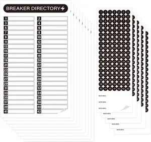 16 Sheets Breaker Panel Labels, Electrical Box Sticker Numbers Breaker Panel Labels,  Durable Self-Adhesive Electrical Stickers- Black