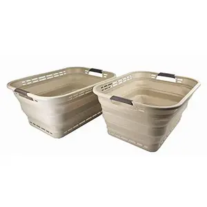 SAMMART 42L (11 gallons) Collapsible Plastic Laundry Basket - Portable Pop Up Storage Container/Organizer - Portable Hamper - Space Saving Easy Storage