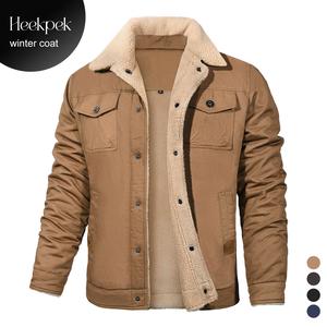 Men's Winter Jacket Sherpa Lined Jacket Warm Trucker Coat Multi Pocket Casual Collared Menswear Tops Cotton Fleece Long Sleeve FallFreshness Khaki Beige Jacket Outdoorfun
