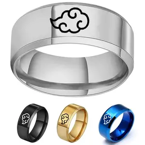 Anime Jewelry Ring Akatsuki Cloud Ring Stainless Steel 4 Color Finger Ring For Women Men Accessories