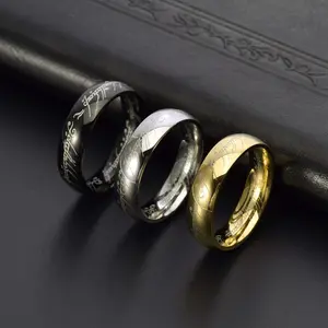Titanium Steel Engraved Ring 6mm – Y2K Style Matching Jewelry for Couples, Men & Women