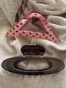 Women's 4.33in Hair Clips Set, Triangle & Round Plastic Claw Clips, Stylish Versatile Accessory for Buns, Ponytails, Daily Wear, Flat Claw Clips