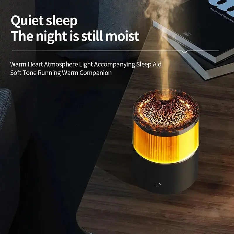 New Humidifier Cool Flame Lamp Colorful Small Mini Silent Desktop Ambient Lamp Volcano Humidifier Aromatherapy Machine