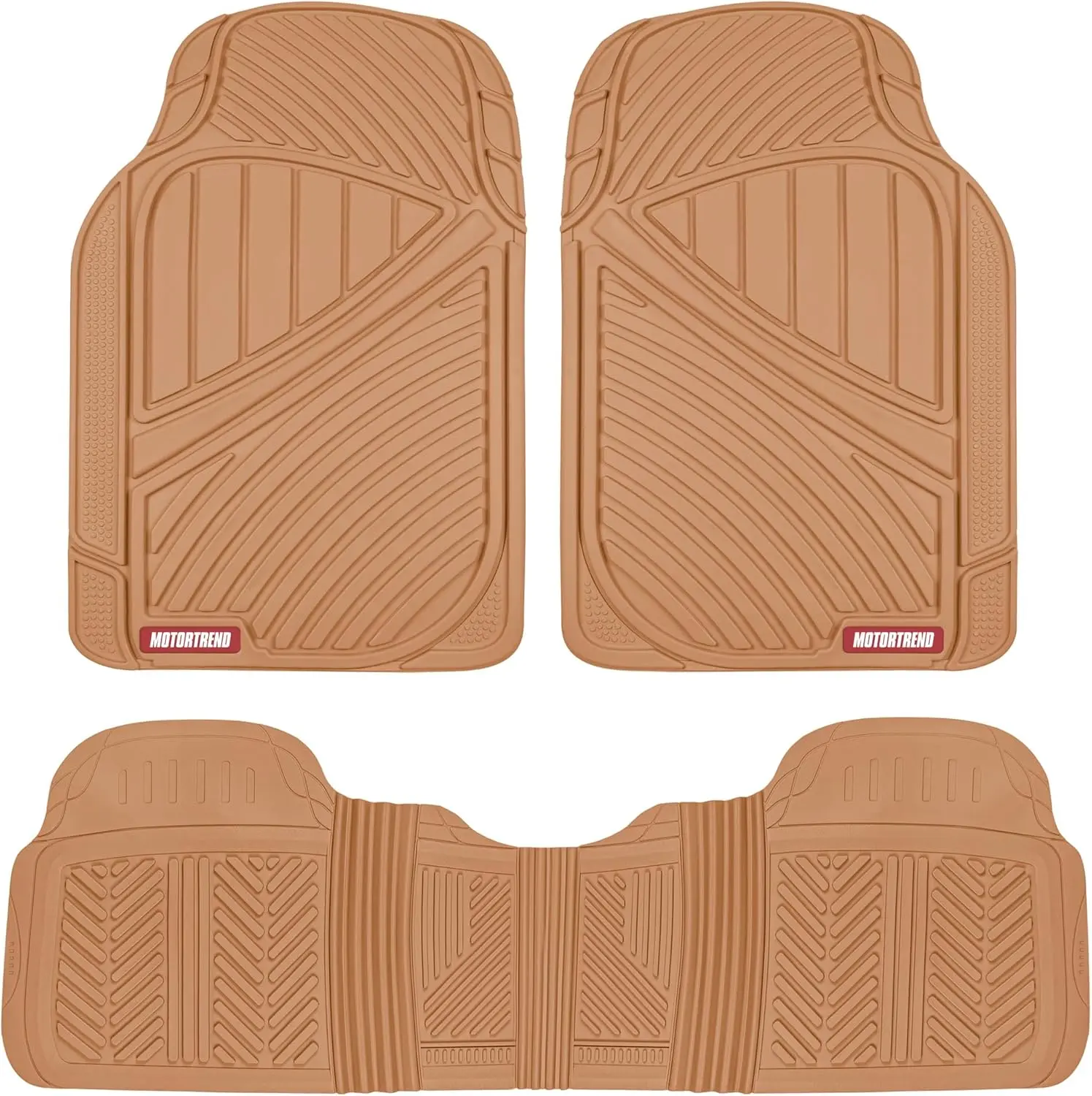 Motor Trend FlexTough Baseline All-Weather Tough Car Rubber Floor Mats - Odorless, Heavy-Duty, Rugged Rubber, Full Coverage, Fit for Sedan, SUV, Van, Trucks, All-Weather Car Floor Mats, Floor Mats For Trucks