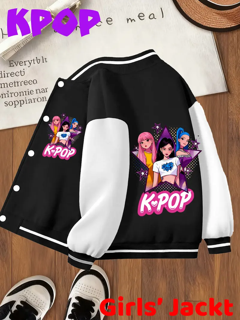 K-Pop 3D Logo Jacket | Korean Pop Theme | Winter Warm Coat | Machine Washable Concert Wear | Random Member Design | Ideal Christmas Gift for K-Drama Fans