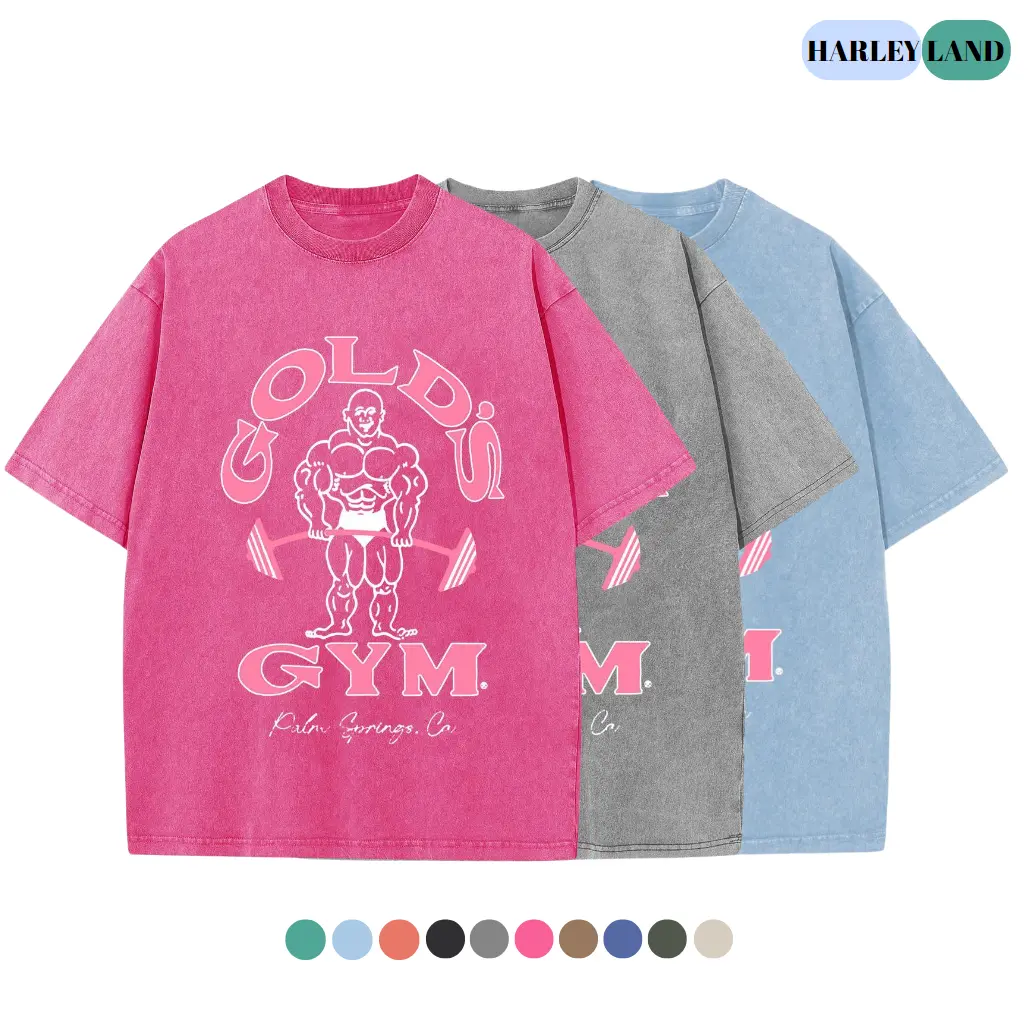 HarleyLand Women's Graphic T-Shirt - Vintage Acid Wash Heavyweight Cotton Oversize Baggy Round Neck Tops for Streetwear, GYM - Everyday Fit Women's Clothes, Trending Clothes, Good Graphic Tees