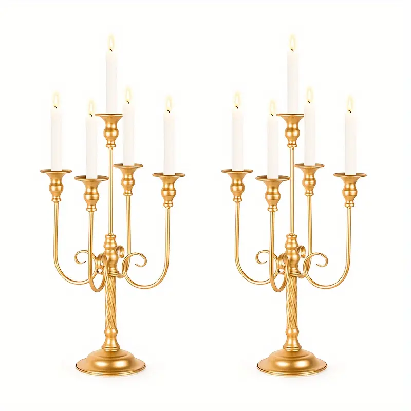 5 candlesticks for 2 weddings, metal spiral candlesticks for dining tables and banquets, 19.6 inches high, wedding, Christmas, Halloween decoration