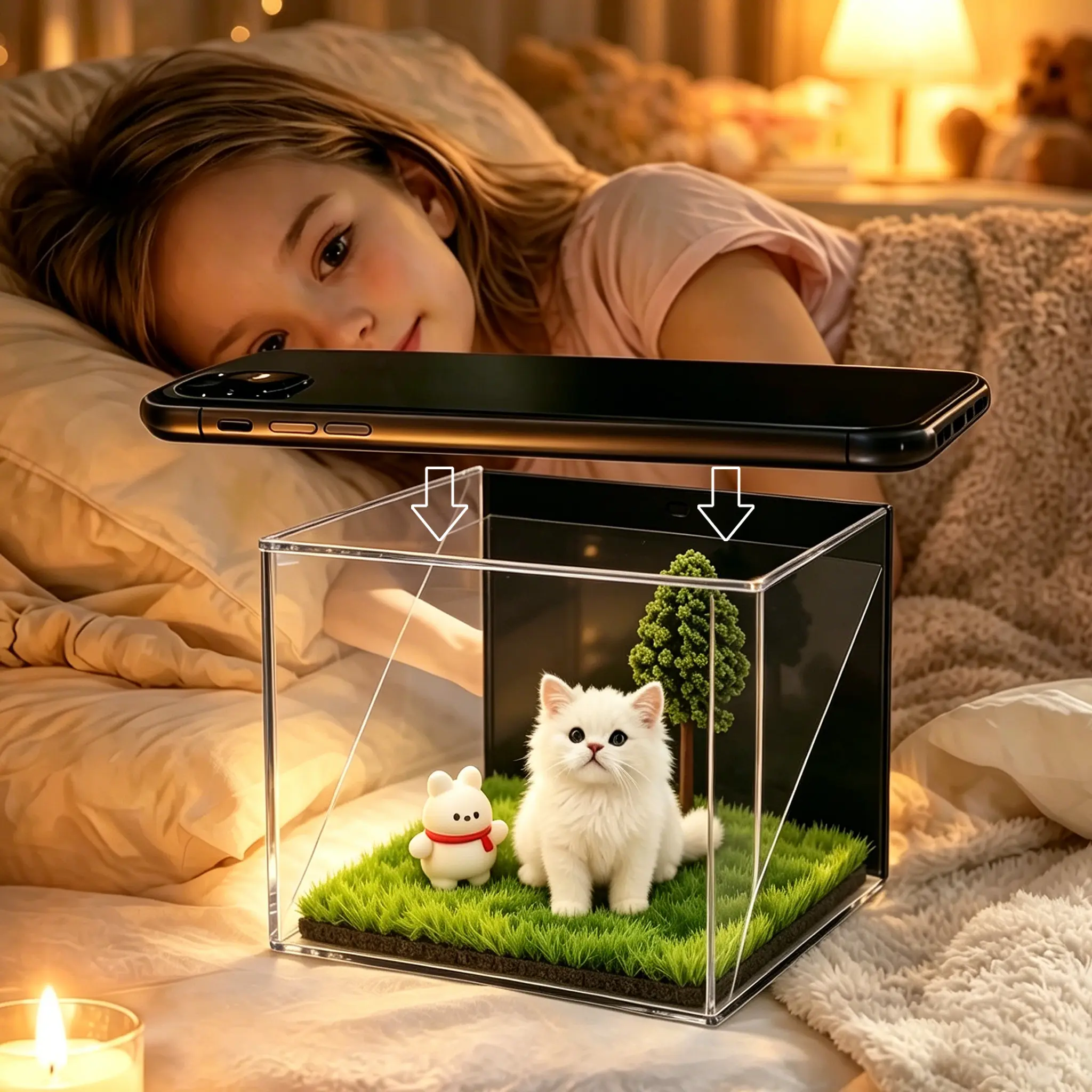 Pet Holographic Projection House, Custom Pet 3D Hologram Digital Video, Pets Cat&Dog Memorial Gifts for Loss of Dog Sympathy Gift, Personalized Dogs Remembrance Gifts for Dogs Owners