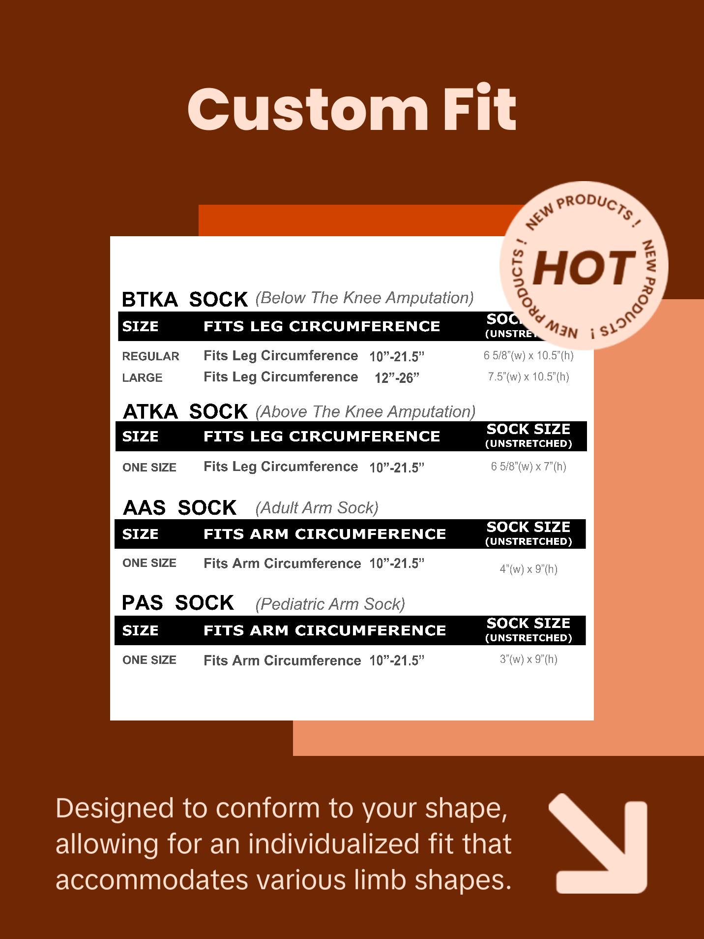 Amputee Sock "Snake skin V1",Stump Sock, Prosthetic Limb Sock