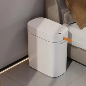 Joybos Rechargeable Bathroom Trash Can with Lid(charging cable not included),Motion Sensor Trash Can Automatic Touchless, Auto-Adsorption Slim and Smart Garbage Can  for Bathroom,Bedroom,Kitchen,White Type-C connection.
