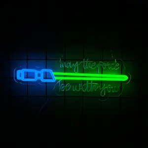 Lightsaber Wall-Mounted Neon Sign - USB Powered, Sword-Shaped Lightsaber LED Birthday Decor, Night Light Wall Home Decor, Men's Gift