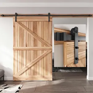 10 FT Sliding Barn Door Hardware Track Kit, Straight Pulley, Slide Smoothly Quietly, Easy Install, 10FT Track Kit for 60" Wide Single Door