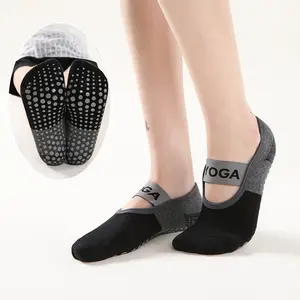 1 Pair Women's Round Toe Thickened Yoga Socks, Athletic Sock, Stylish One-Strap Pilates Socks for Indoor Workout & Floor Exercise