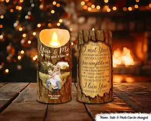 Valentine Gift, Custom Couple Photo You Complete Me And Make Me A Better Person Personalized LED Candle, Christmas Gift For Husband Wife, Gift For Him Her