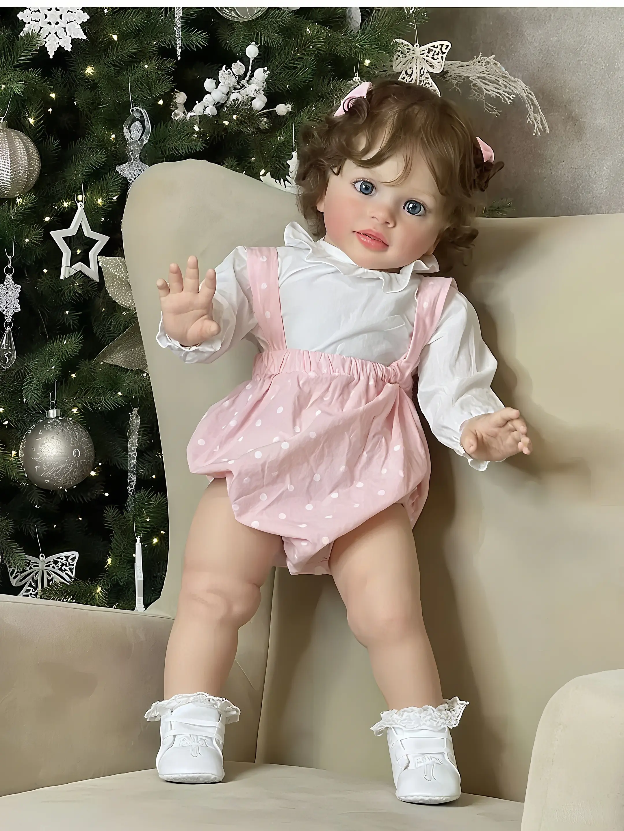 NPK 26-inch (66cm) Ultra-Realistic Reborn Baby Doll Girl - Soft Silicone-Cotton Build, 3D Veins, Rooted Hair, Handmade Art, Durable Cotton Fabric, 2kg Lightweight Collectible for Gifting, Cuddling, House Decoration