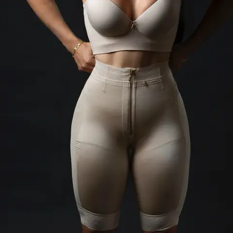 EL SHORT CAPRI - 100% Colombian Shapewear with Discreet Front Closure Glute Support Cellulite Coverage Knee-Length Reinforced Back Double Compression Four Varillas - Womenswear