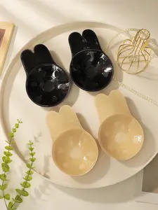 Women's Breast Lift Tape Push-Up Seamless Bra Silicone Invisible Chest Strapless Rabbit Boosting Band Nipple Cover Bra Set &