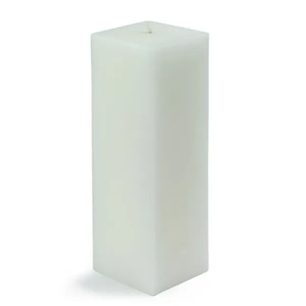 Square Shape White Unscented Pillar Candles, 3-Pack 9 in. Home Decor & Home Supplies Candles