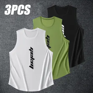 Men's Gym Casual Sports Vests, Summer Lightweight Sleeveless Training Tees for Outdoor Running, Solid Colour Quick Dry Breathable American Basketball Jerseys, Casual Beach Vests, Polyester Fabric