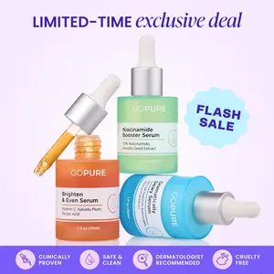 GOPURE Power Trio Facial Serums Set - Vitamin C Serum Hyaluronic Acid Serum and Retinol Serum