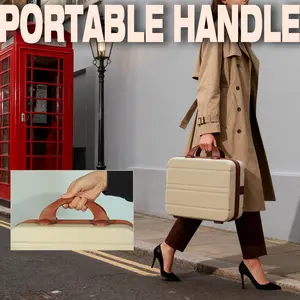 Portable Hard Shell Cosmetic Travel Case, Small Travel Hand Luggage with Elastic Band, Mini ABS Carrying Makeup Case Suitcase