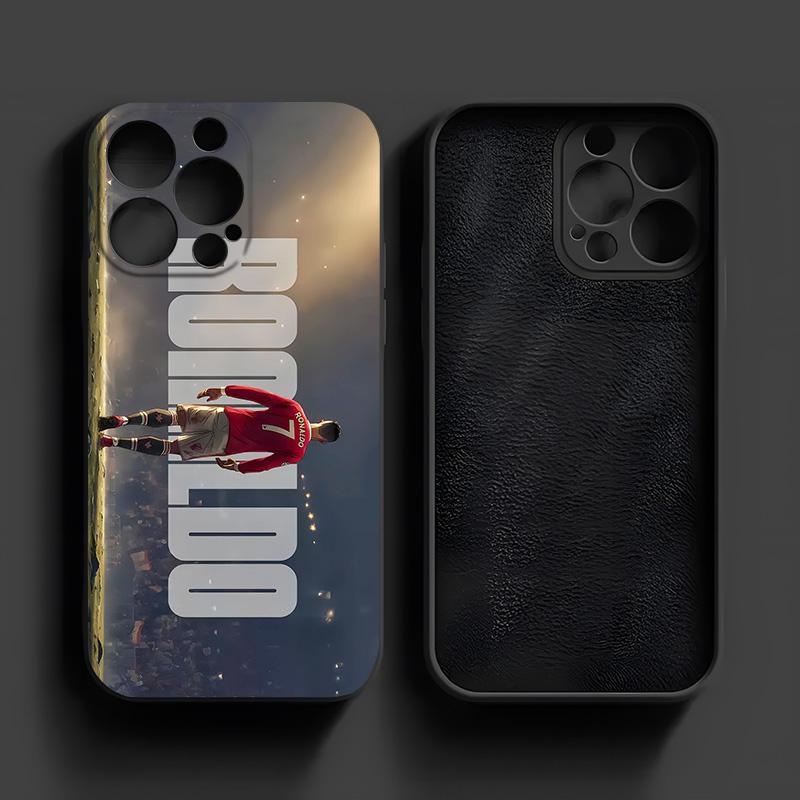Ronaldo pattern Phone Cases For iphone 16 15 14 13 12 11 X XS PRO PLUS MAX Soft Silicone TPU With flannel Shockproof Full Protection Anti-Drop Shell Cover football
